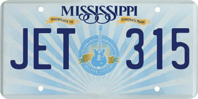 MS license plate JET315