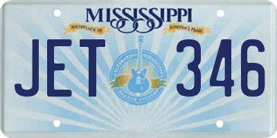 MS license plate JET346