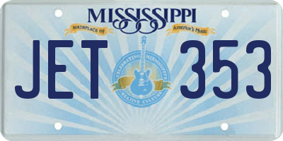 MS license plate JET353