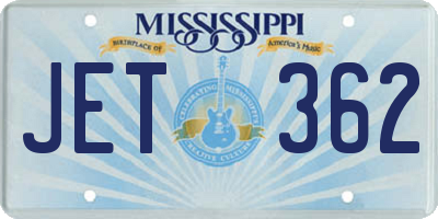 MS license plate JET362