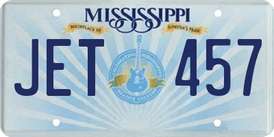MS license plate JET457