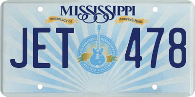 MS license plate JET478