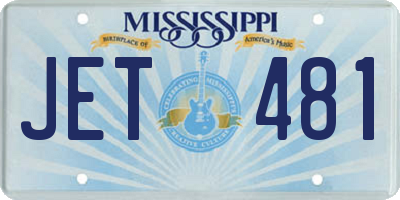 MS license plate JET481