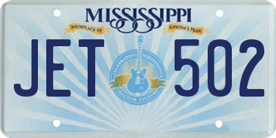 MS license plate JET502