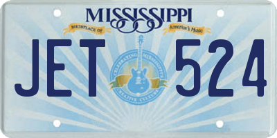 MS license plate JET524