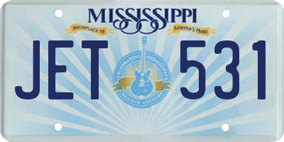 MS license plate JET531