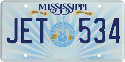 MS license plate JET534
