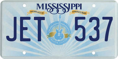 MS license plate JET537