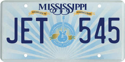 MS license plate JET545