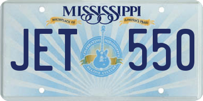 MS license plate JET550
