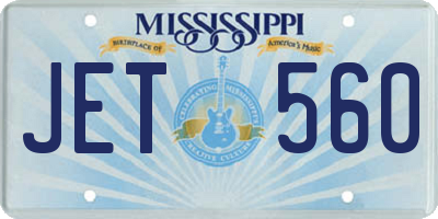 MS license plate JET560