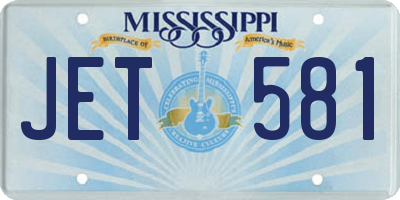 MS license plate JET581