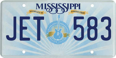 MS license plate JET583