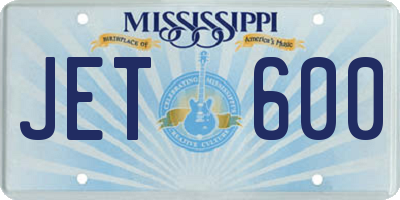 MS license plate JET600