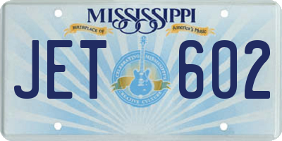 MS license plate JET602