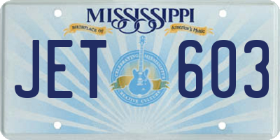 MS license plate JET603