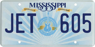 MS license plate JET605