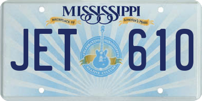 MS license plate JET610