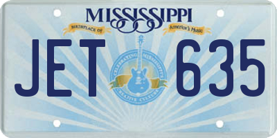 MS license plate JET635