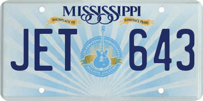 MS license plate JET643