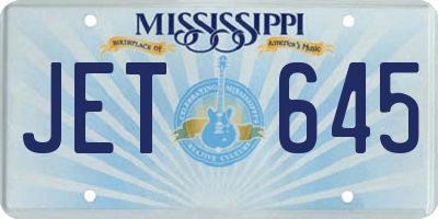 MS license plate JET645