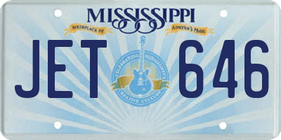 MS license plate JET646