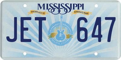 MS license plate JET647
