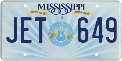 MS license plate JET649
