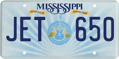 MS license plate JET650
