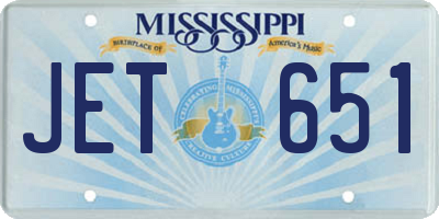 MS license plate JET651