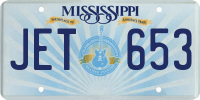 MS license plate JET653
