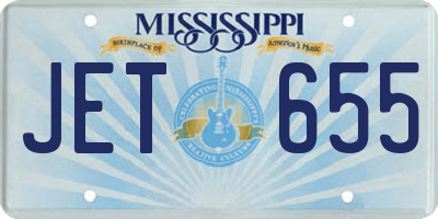 MS license plate JET655