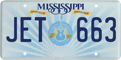 MS license plate JET663