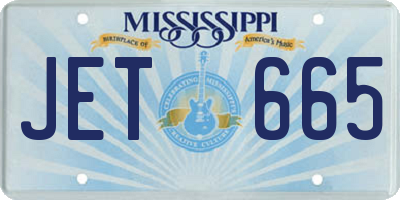 MS license plate JET665