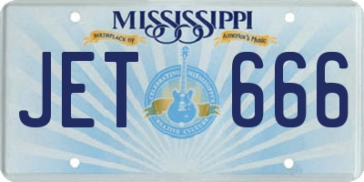 MS license plate JET666
