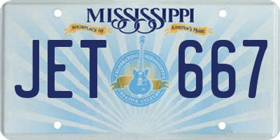 MS license plate JET667