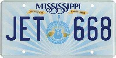 MS license plate JET668