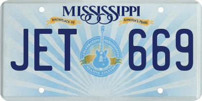 MS license plate JET669