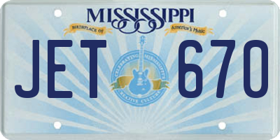 MS license plate JET670