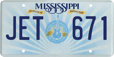MS license plate JET671