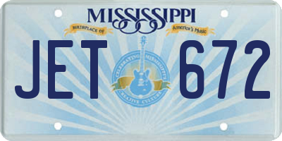 MS license plate JET672