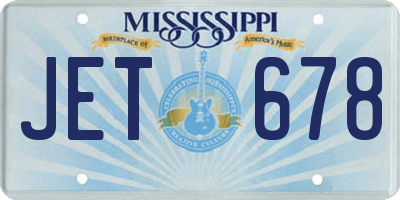 MS license plate JET678
