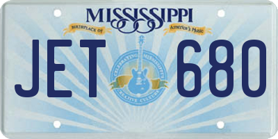 MS license plate JET680