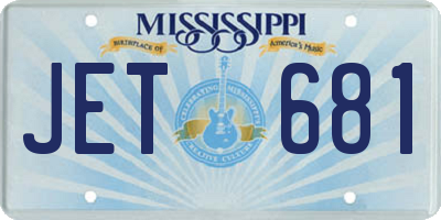 MS license plate JET681