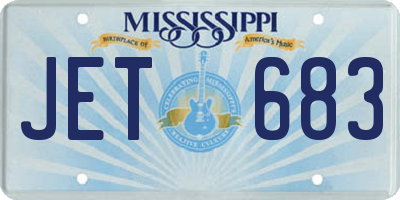 MS license plate JET683