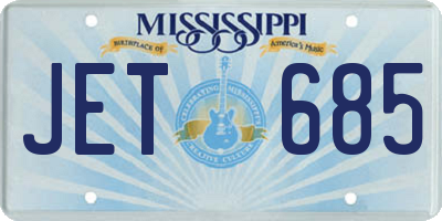MS license plate JET685