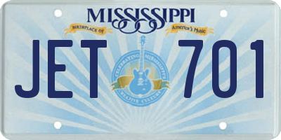 MS license plate JET701