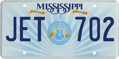 MS license plate JET702