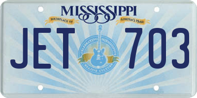 MS license plate JET703