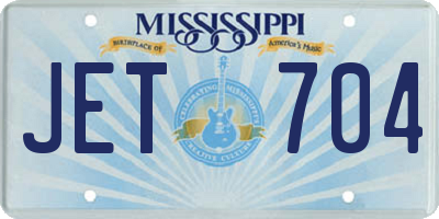 MS license plate JET704